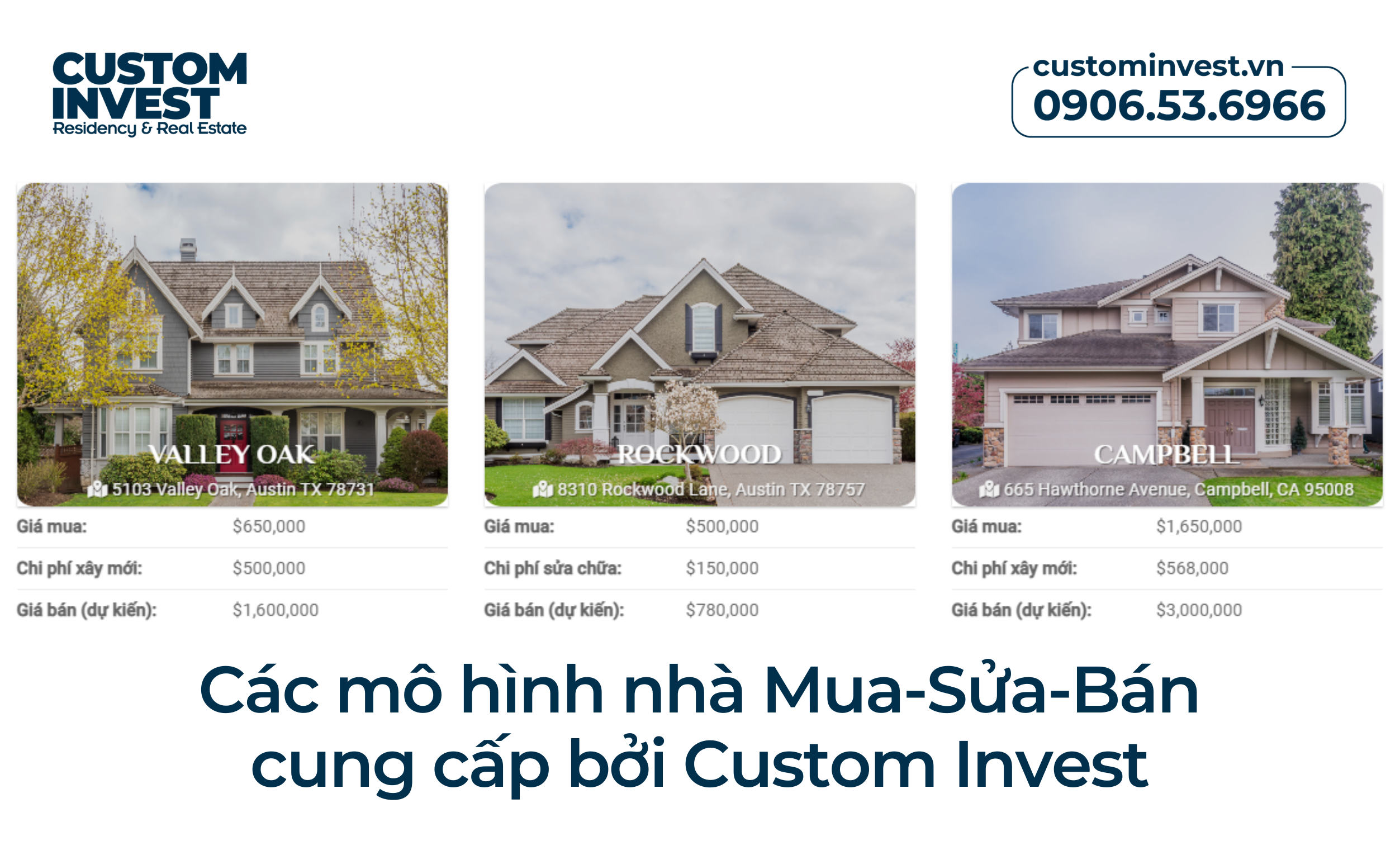 Các dự án được bán bởi Công ty chuyên bất động sản Mỹ